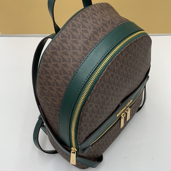 MICHAEL KORS KENLY MEDIUM BACKPACK Racing Green/ Brown signature color - Picture 7 of 16